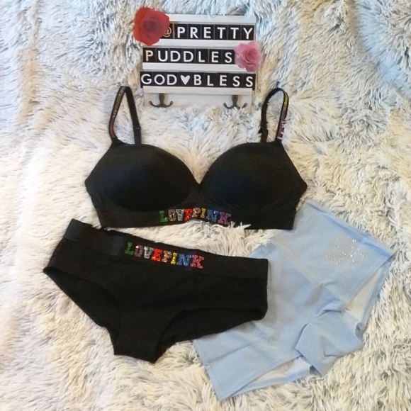 🌈 3pc LIMITED EDITION PINK 💎 BLING  Bra, Hipster, and Shortie Set 🌈 - Picture 8 of 16